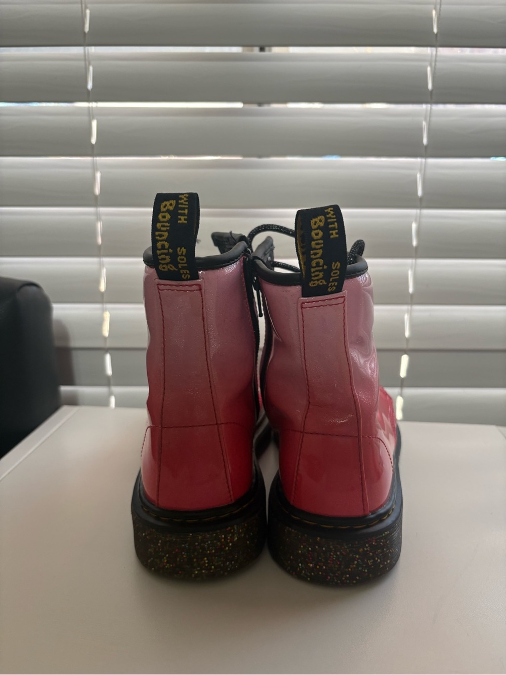 Dr. Martens 1460 Junior Pink Gradient Glitter Boots - Picture 5 of 7